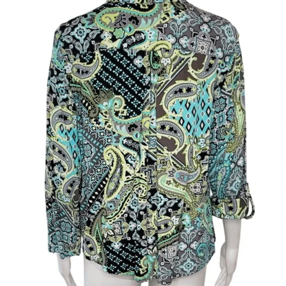 Ruby Rd. Multi Color Lace Up Front Top - Picture 7 of 11